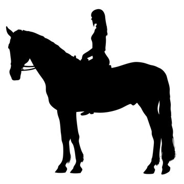 recommend clip art: horse and girl silhouette, vector illustration on white background
