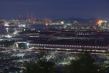 亀島山から見える夕暮れ　玉島方面
