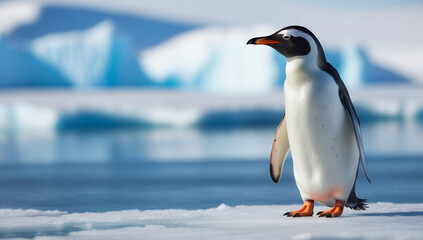 Fototapeta premium Penguin on Ice: A Majestic Arctic Scene