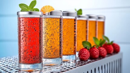 Refreshing Summer Drinks with Strawberries and Mint in Glasses