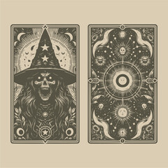 witch tarot card with spells