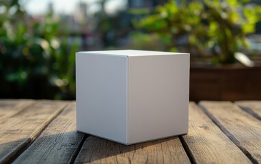 White Box on Wooden Table