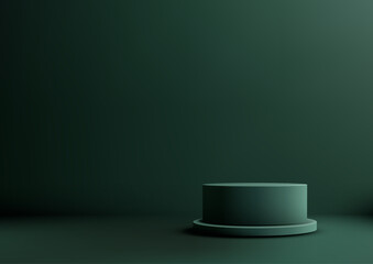 Dark Green 3D Podium on Minimal Background, Product Display Mockup for Showcase, Modern Design, Branding, and Presentation Concepts