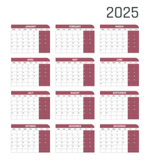 2025 year calendar, calendar design for 2025 starts monday