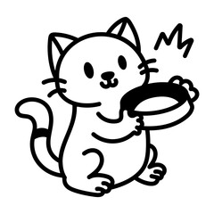 A hand drawn icon of a cat bowl 

