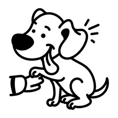 A hand drawn icon of a cute puppy


