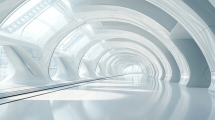 Abstract white Architecture Background. 3d render. Modern Geometric Wallpaper. Futuristic Technology Design