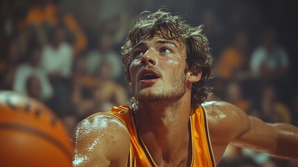Intense Basketball Player Sweat Action Game Sport Competition Athlete Energy Focus Determination