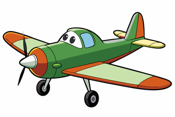 Colorful Propeller Airplane Vector Illustration with White Background, Skywriting Plane