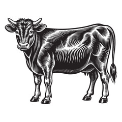 Fototapeta premium cow farm drawing vector illustration
