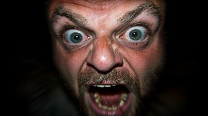 Fototapeta premium A close up of a man's face with his mouth open