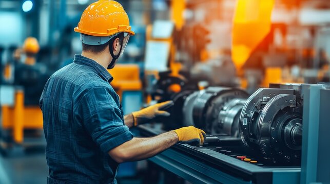 A Worker Operating Machinery in a Factory Setting
