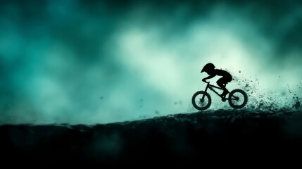 Obraz premium A person riding a mountain bike on a dark background