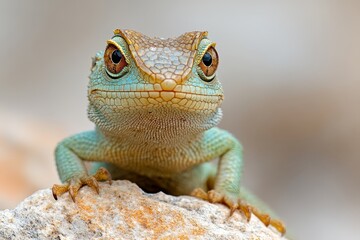 Fototapeta premium A small lizard sitting on top of a rock