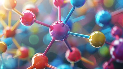 Colorful Abstract 3D Molecular Structure Illustration