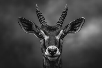 Fototapeta premium Close-up portrait of a majestic antelope with striking horns
