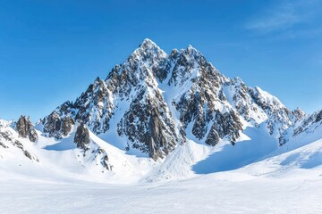 Fototapeta premium Mountain climbing adventure snowy peaks nature photography alpine environment wide angle outdoor exploration