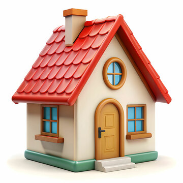 recommend clip art: Adorable Cartoon House with Red Roof, Isolated