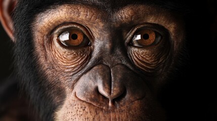 Close-up portrait of a chimpanzee showcasing its expressive eyes.