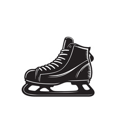 Hockey skate vector silhouette black and white. Ice skate silhouette. Skate logo, icon vector design.