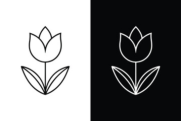 Tulip Flower Line Icon. A Symbol of Spring and Holiday Cheer