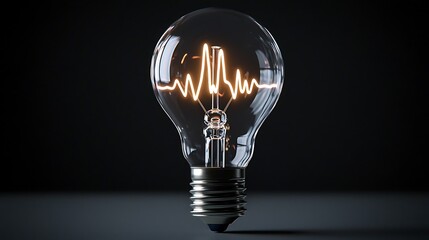 Please create a futuristic looking lightbulb with PQRST of a ECG waveform in the filament