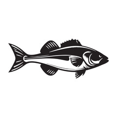 Cod fish silhouette vector illustration, Cod vector isolated on white background