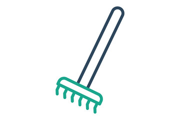 Rake icon. line icon style. icon related to gardening. gardening tools elements vector illustration
