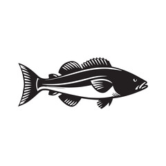 Cod fish silhouette vector illustration, Cod vector isolated on white background