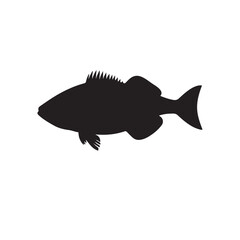 Cod fish silhouette vector illustration, Cod vector isolated on white background