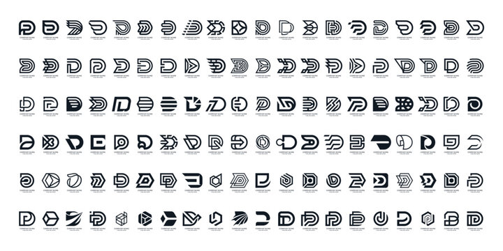 mega set bundles, Initial letter D abstract logo design vector icon template