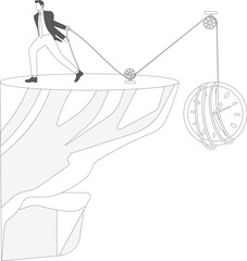Fototapeta premium Businessman lassoing time clock, Finance and Economy,