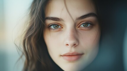 Obraz premium Captivating gaze of a pensive young woman