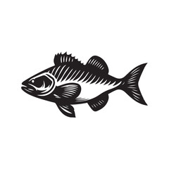 Cod fish silhouette vector illustration, Cod vector isolated on white background