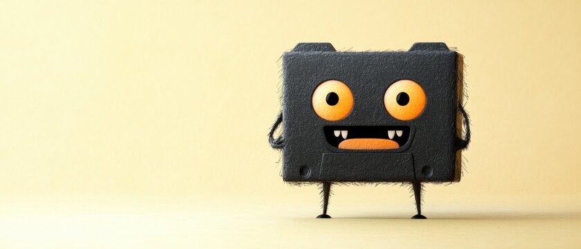 Cute and quirky monster character with big eyes and teeth