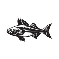 Cod fish silhouette vector illustration, Cod vector isolated on white background