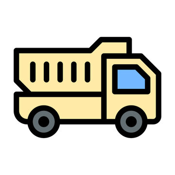 recommend clip art: Dump Truck Icon Heavy Duty Vehicle in Flat Line Color Style