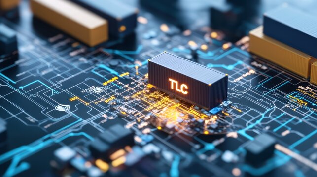 Analyzing transportation costs with tlc data visualization digital circuit tech environment aerial view cost management strategy