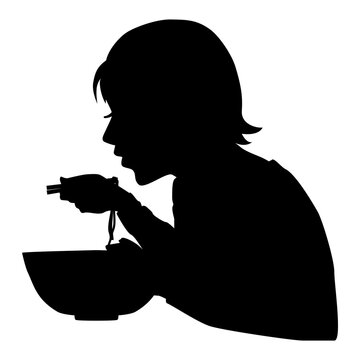 recommend clip art: ラーメンをすする女性のシルエットイラスト