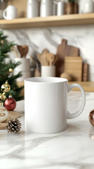 Set with white mug for mockup. The mug with the christmas decorations.

