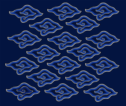 Batik Mega Mendung pattern background. modern style. Indonesian's culture. clouds illustration