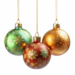 Set of Three Hanging Christmas Ornaments in Festive Colors