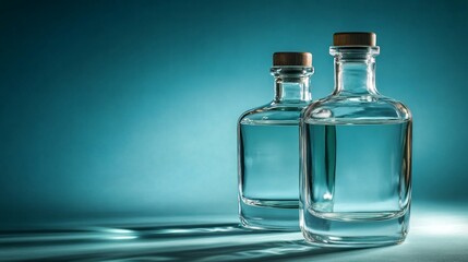 Two bottles of liquor are sitting on a table