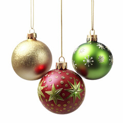 Set of Three Hanging Christmas Ornaments in Festive Colors