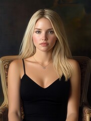 Portrait of a young woman indoor setting artistic photography elegant environment close-up view beauty concept