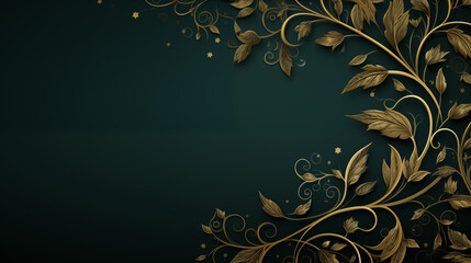Elegant floral design with gold accents on a deep blue background, perfect for invitations, wallpapers, or branding projects.