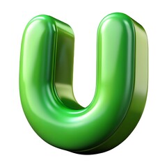 Green letter U balloon 3D render icon isolated on white background