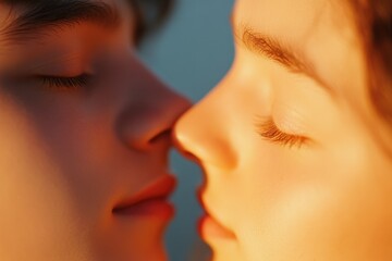 Obraz premium A tender moment shared between two people, capturing the essence of love and connection.