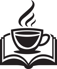 Coffee Cup on  open book, vector icon design. winter morning coffee with book icon.