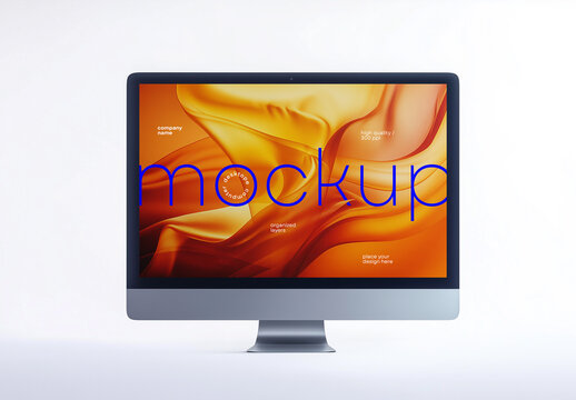Realistic Desktop Computer Mockup &ndash; AI-Generated Design for Website, App, and Digital Product Branding with Customizable Display